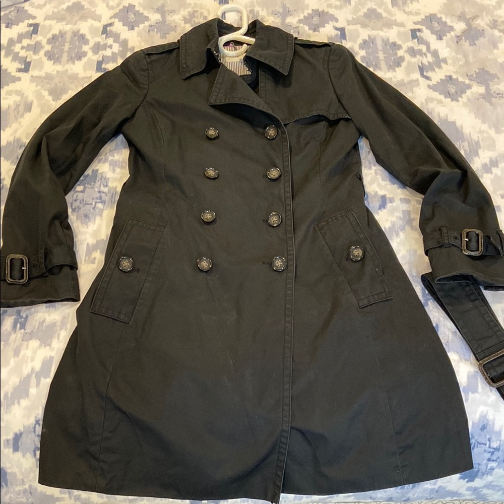 Banana Republic Black Women's Black Double-Breasted Trench Coat